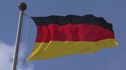 Realistic German Flag Waving Against Blue Sky