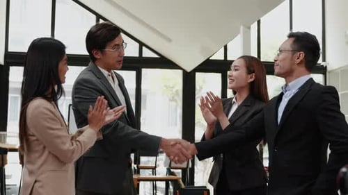 Teamwork businesspeople are meeting working and brainstorming on business financial and marketing