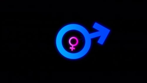 Animación en bucle de túnel con símbolos en movimiento de hombre y mujer