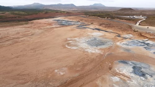 Aerial Viewof Namafjall Geothermal Area in Iceland Sulphur Crystals Fumaroles