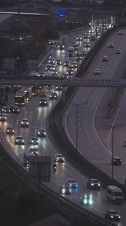 Highway Traffic at Night in City