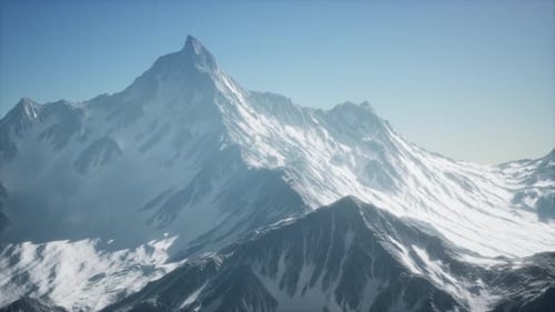 Aerial View of Majestic Snow-Capped Mountains Landscape