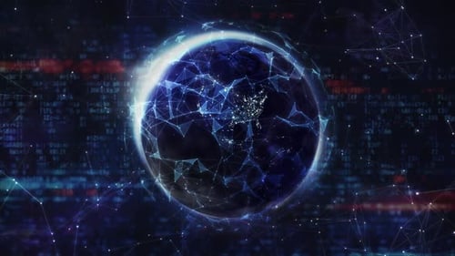 Animated Global Technology Network Earth Background