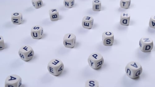 Cubes or Blocks Word with Letters Randomly on a White Background the Concept of a School Education