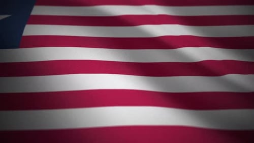 Liberia Flag Waving Loop with Realistic Fabric Texture
