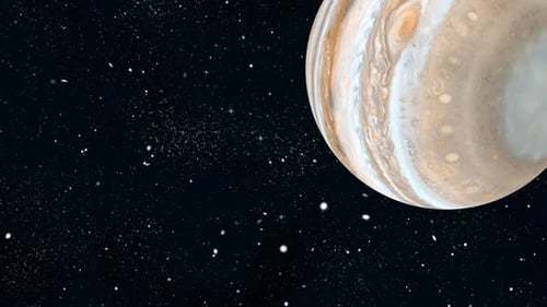 Realistic Rotating Jupiter Planet in Starry Space Background