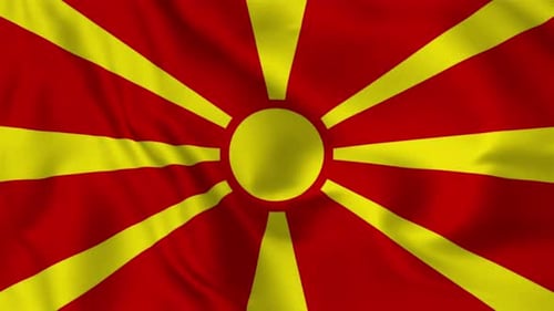 Waving North Macedonia Flag Seamless Loop Animation