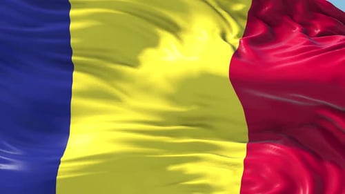 Realistic Waving Romanian National Flag Background Loop