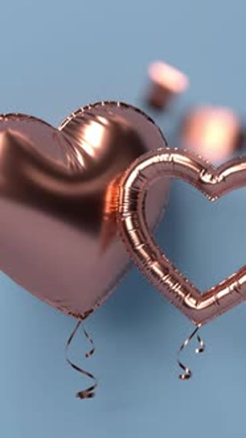 Rose Gold Heart Balloons Floating for Romantic Celebrations