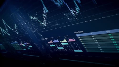 Futuristic Digital Interface Displaying Stock Market Financial Data