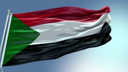 Realistic Waving Flag of Sudan in Slow Motion