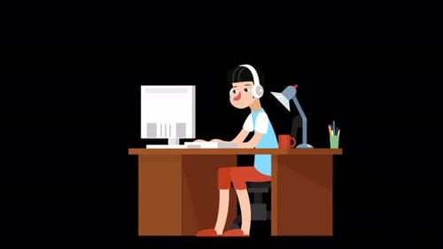 A Young Man Working as a Freelancer at Home Alpha Channel 4K