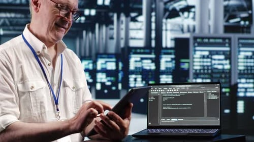 Engineer Running Code in Data Center
