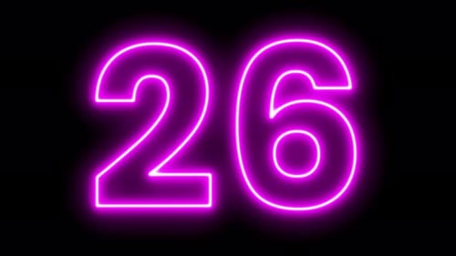 Animated Neon Line Number 26 Reveal