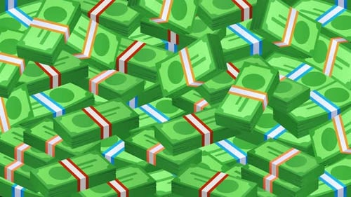 Animated Flat Design Money Stacks Filling Screen Background