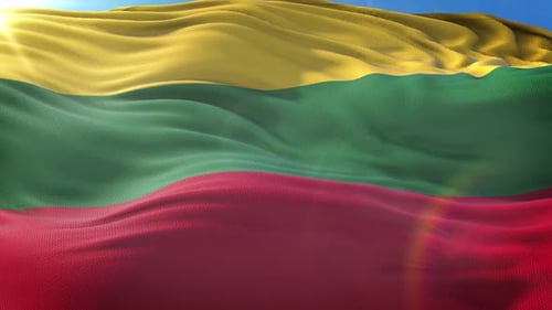 Realistic Waving Tricolor Flag with Sunlight and Blue Sky