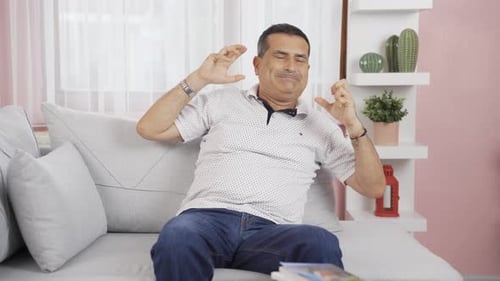 Man having a nervous breakdown at home is shouting.