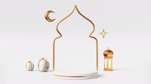 Islamic podium empty scene Ramadan product advertising 3d animation Eid al Adha Eid al-Fitr holiday