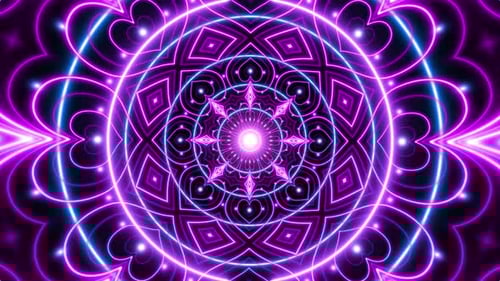 VJ Loop of Glow Neon Heart Geometric Patterns