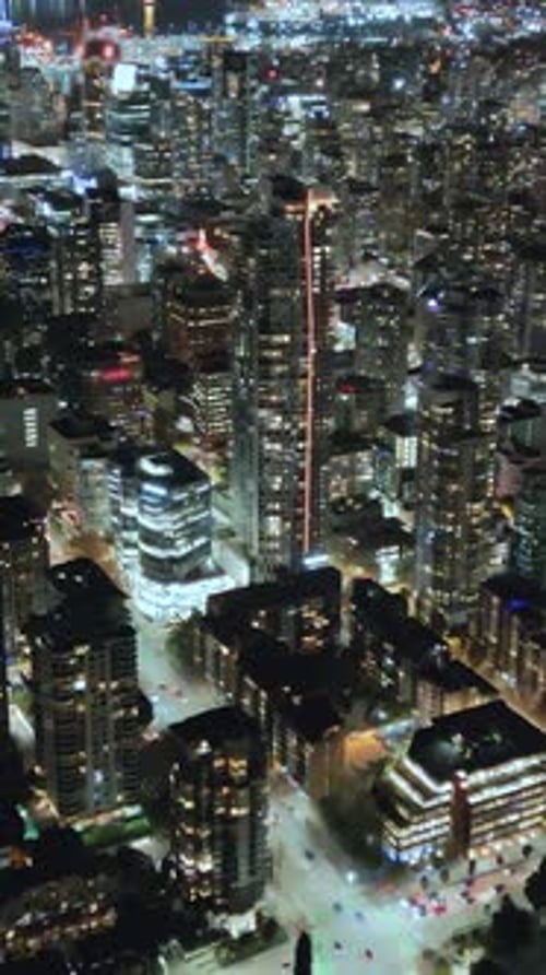 Aerial View on Downtown of Vancouver at Night