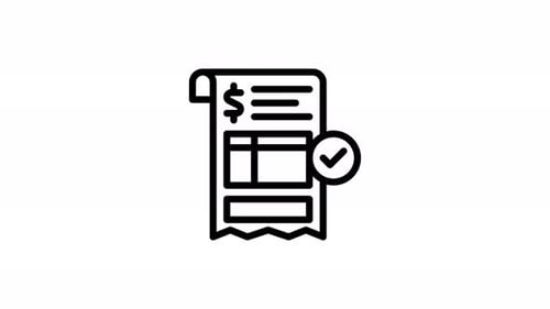 Receipt – Line Animated Icon – Alpha Channel – 4K