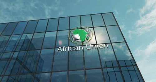 Concepto de construcción de vidrio de la Unión Africana
