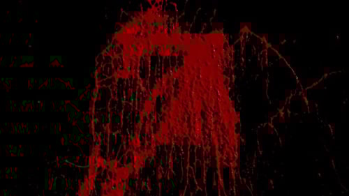 Vivid Red Liquid Splatter Transition with Dynamic Drips