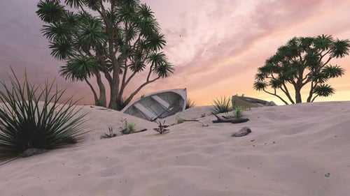 Boats On The Yellow Sandy Beach