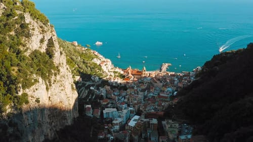 Amalfi City Aerial View From the Mountains