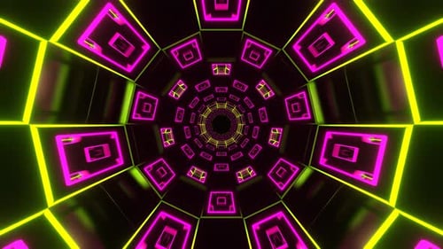 Pink And Light Green Cylindrical Neon Moving Tunnel Background Vj Loop In 4K
