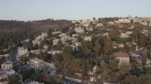 Aerial video over the Jerusalem mountains, Israel.