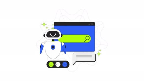 Animation de l'interface utilisateur d'intégration 2D de la barre de recherche alimentée par l'IA