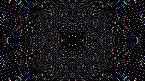 Abstract background moving stripes and flashing with shining light dots. Animation with circles