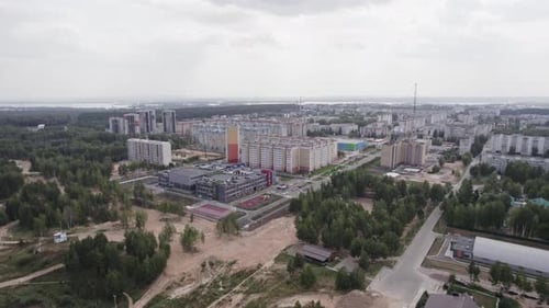 Modern Apartment Buildings in Green Residential Area