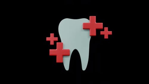 3D Animated Tooth with Red Medical Crosses