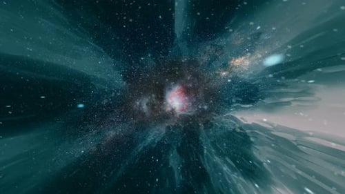 Abstract Space Tunnel Travel Through a Cosmic Nebula