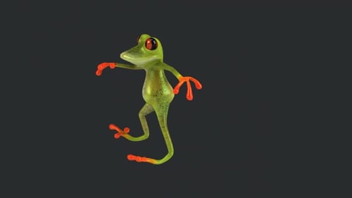 Lustiger 3D-Cartoon-Froschtanz (mit Alphakanal)