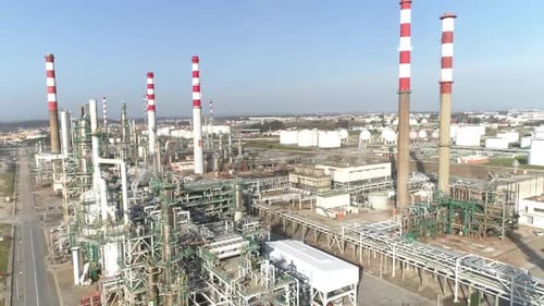 An oil depot and oil refinery by drone