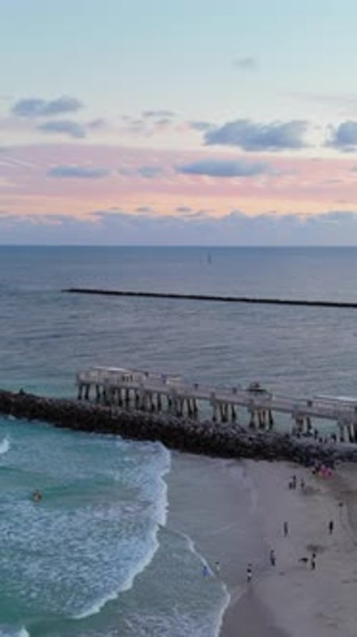 Miami Beach South Beach Aerial View of Miami Coastline Shore Waterfront Near Ocean