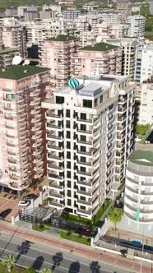 Vertical Video Towering HighRises Overlooking the Mediterranean Sea