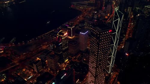 4k video footage of a beautiful city with shining lights at night