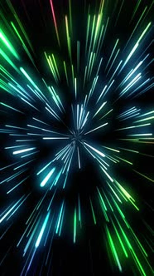 Animation en boucle. Tunnel multicolore de lignes au néon (vidéo verticale
)