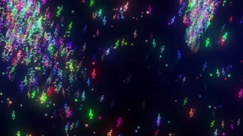 Colorful Neon Music Notes Animation Loop