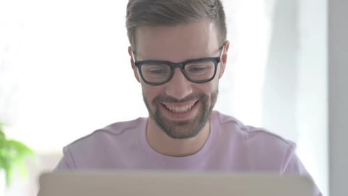 Close Up of Online Video Call By Young Man