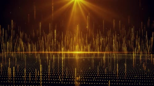 Golden Light Beams and Particles Digital Background