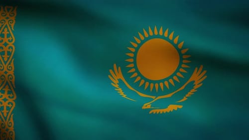 Looping Kazakhstan Flag Waving Animation with National Symbols
