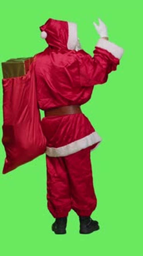 Vertical Video Back View of Saint Nick Creating Marketing Ad