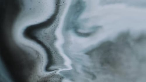 Wet Marble Liquid Shimmer Drip Gray White Paint