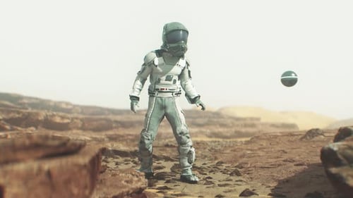 3 D Astronaut Observes An Unidentified Flying Object Loop Source 2425327