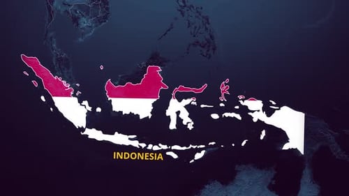 Indonesien-Karte und Flagge 4K